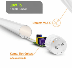 Lâmpada Tubular LED T5 116cm 18W 4000K Branco Neutro 1850lm Bivolt LT5418BB Lumanti - Imagem 4
